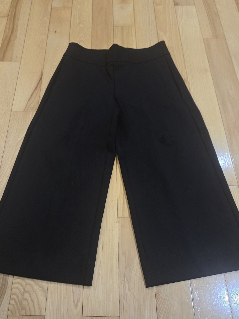 Lands' End Black Ponte Wide Leg Crop Pants 4P